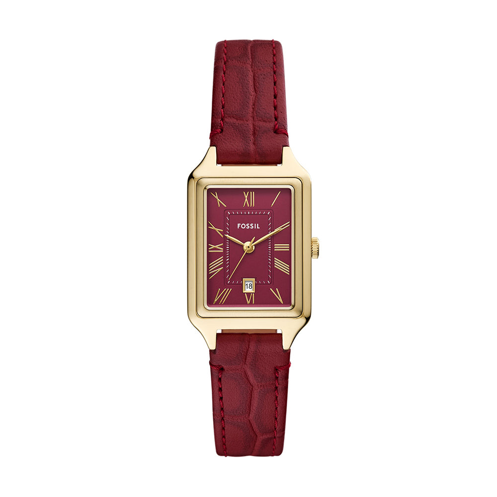 Fossil Raquel Three-Hand Date Red Croco Leather Watch
