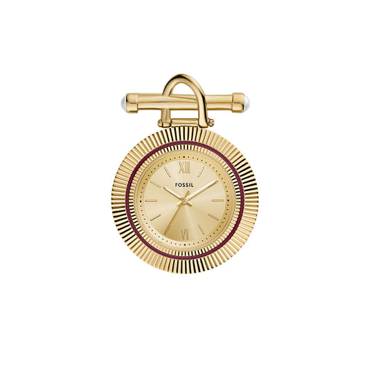 Fossil Scarlette Three-Hand Gold-Tone Stainless Steel Watch Brooch