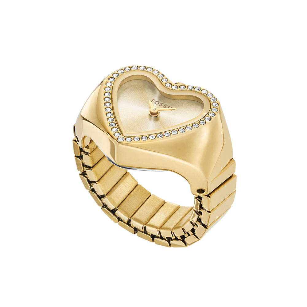Fossil Watch Ring Two-Hand Gold-Tone Stainless Steel - ES5407