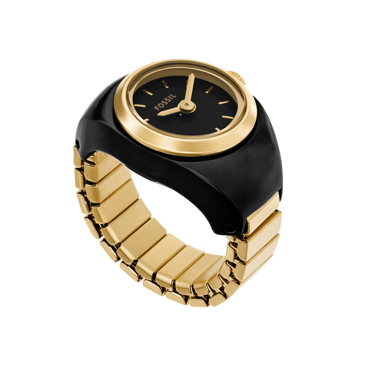 Fossil Watch Ring Two-Hand Gold-Tone Stainless Steel