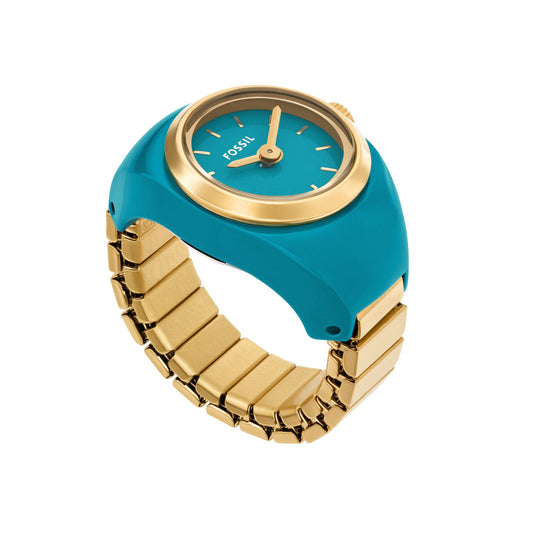 Fossil Watch Ring Two-Hand Gold-Tone Stainless Steel