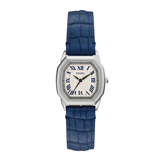 Fossil Women's Harlow Three-Hand Navy Croco Leather Watch
