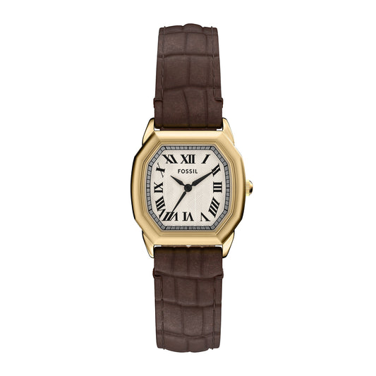 Fossil Women's Harlow Three-Hand Brown Croco Leather Watch