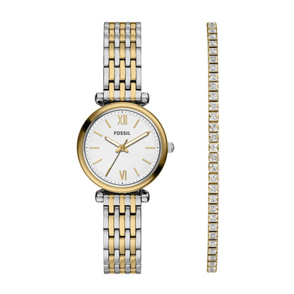 Fossil Women's Carlie Mini Three-Hand Two-Tone Stainless Steel Watch Set - ES5450SET