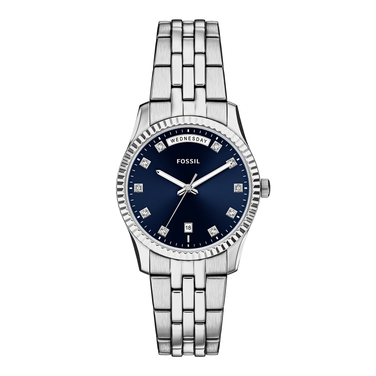 Fossil Women's Scarlette Three-Hand Day-Date Stainless Steel Watch