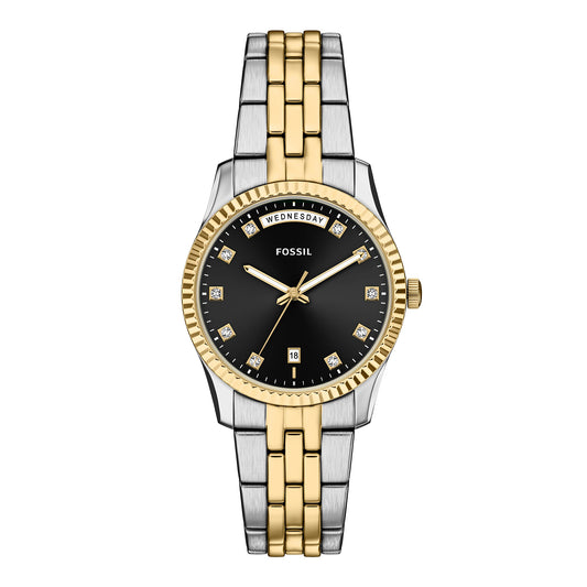 Fossil Women's Scarlette Three-Hand Day-Date Two-Tone Stainless Steel Watch