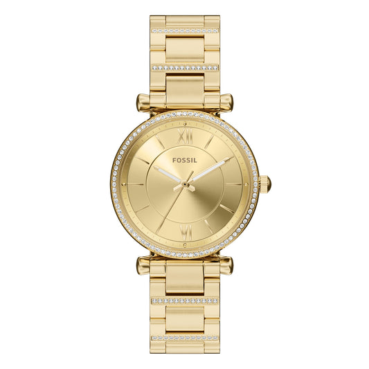 Fossil Women's Carlie Three-Hand Gold-Tone Stainless Steel Watch