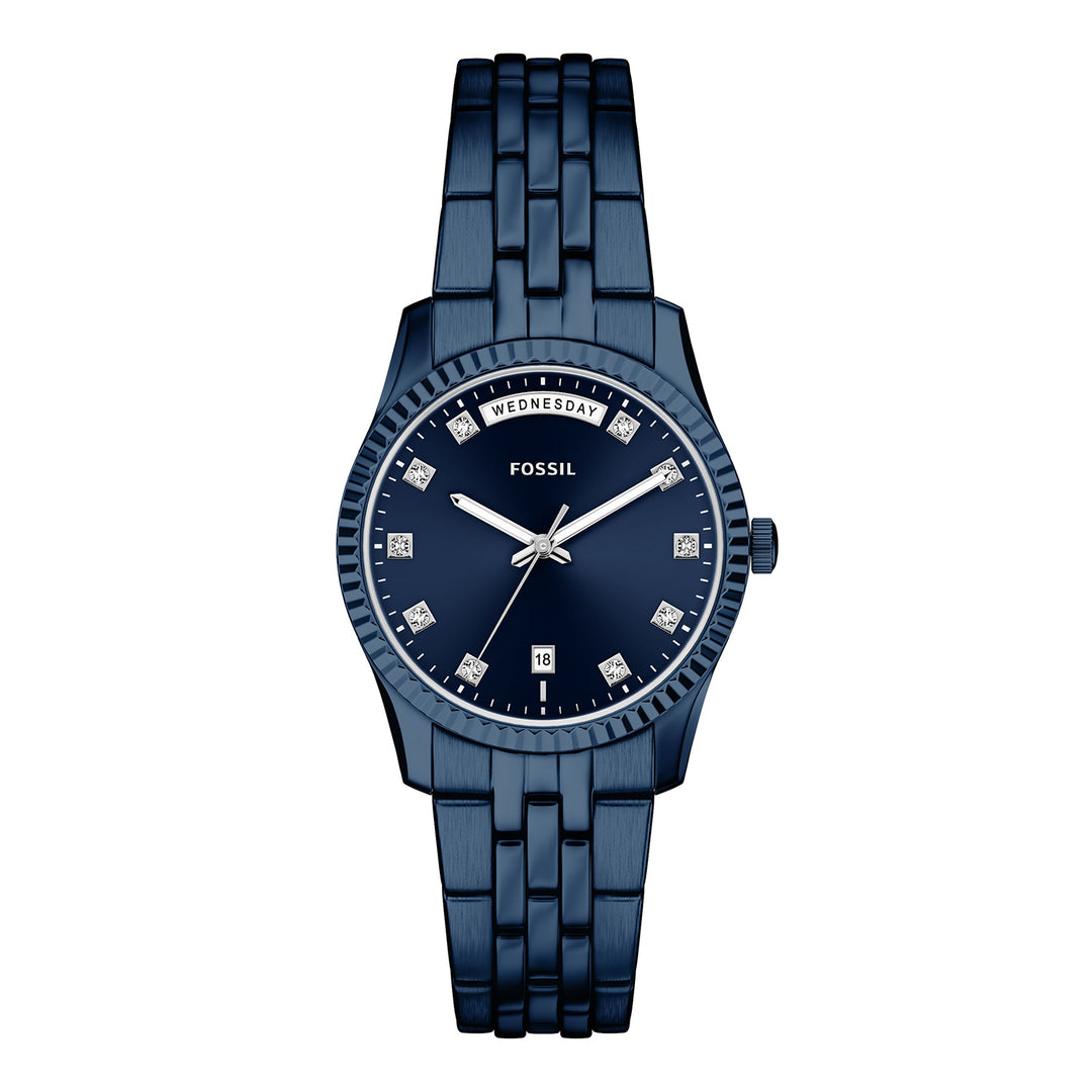 Fossil Women's Scarlette Day-Date Navy Stainless Steel Watch