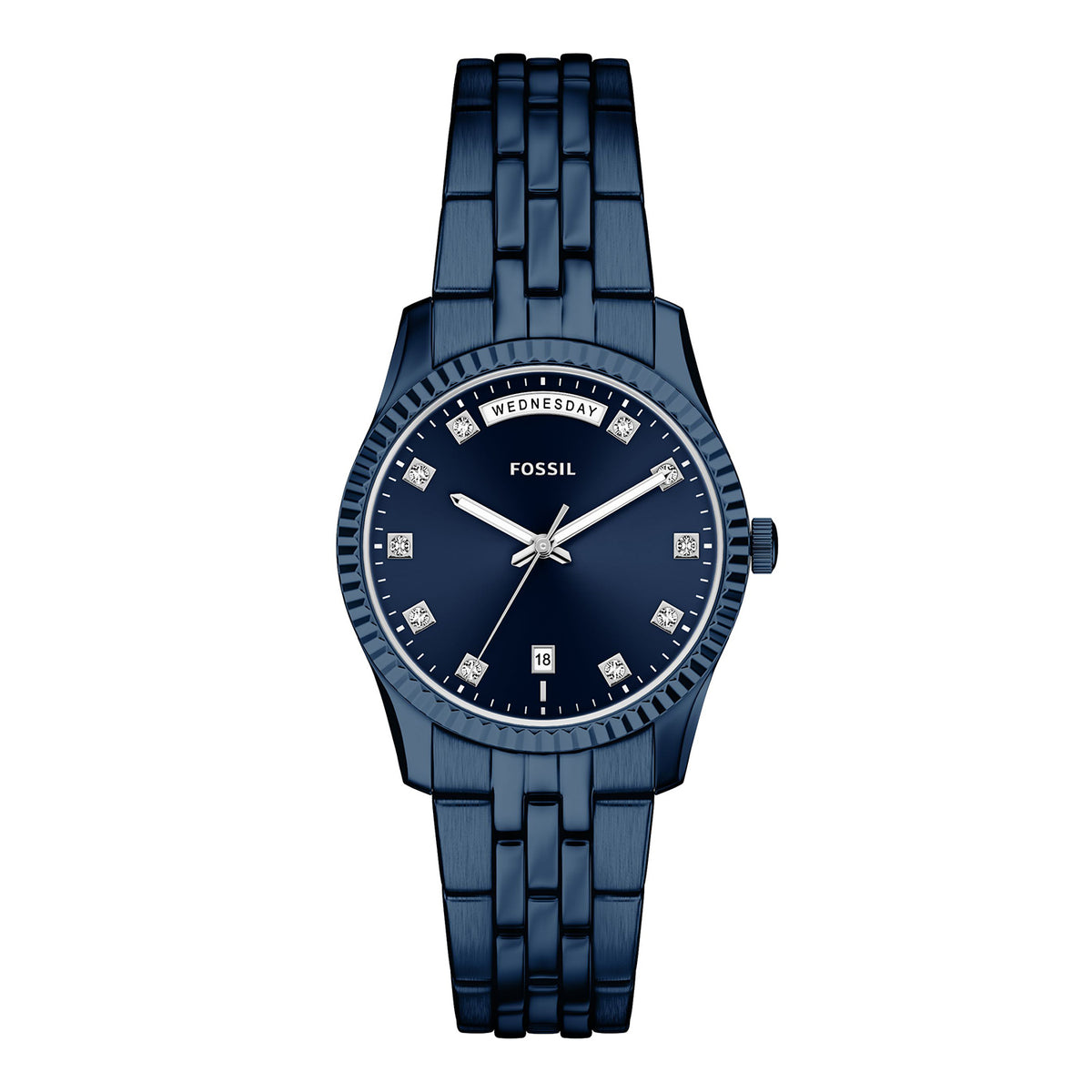 Fossil Women's Scarlette Day-Date Navy Stainless Steel Watch