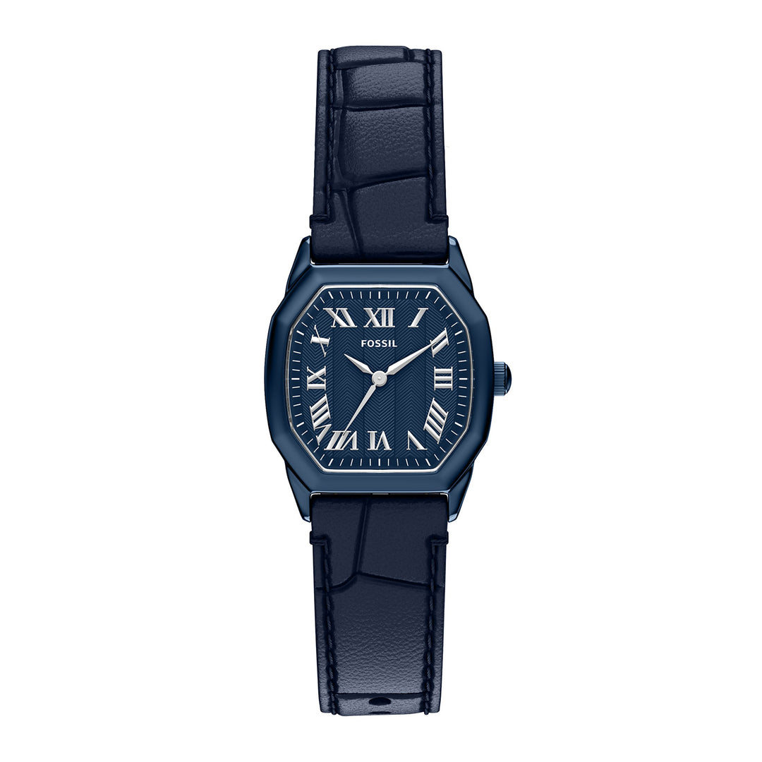 Fossil Women's Harlow Three-Hand Navy Leather Watch