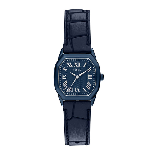Fossil Women's Harlow Three-Hand Navy Leather Watch