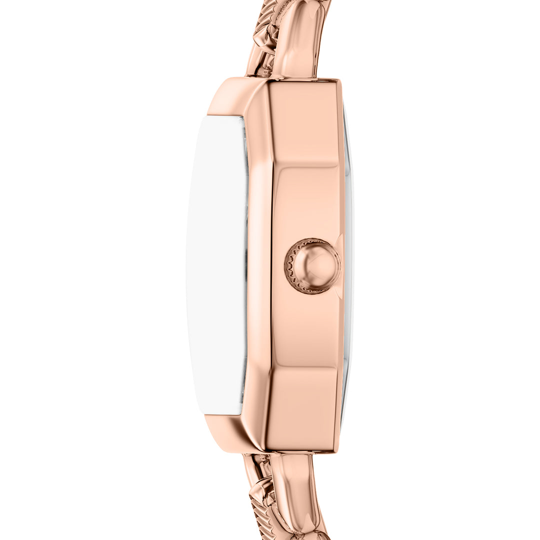 Fossil Women's Harlow 22mm Three-Hand Green Leather and Rose Gold-Tone Stainless Steel Watch