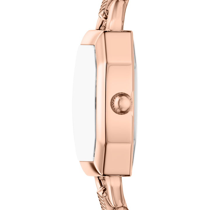 Fossil Women's Harlow 22mm Three-Hand Green Leather and Rose Gold-Tone Stainless Steel Watch