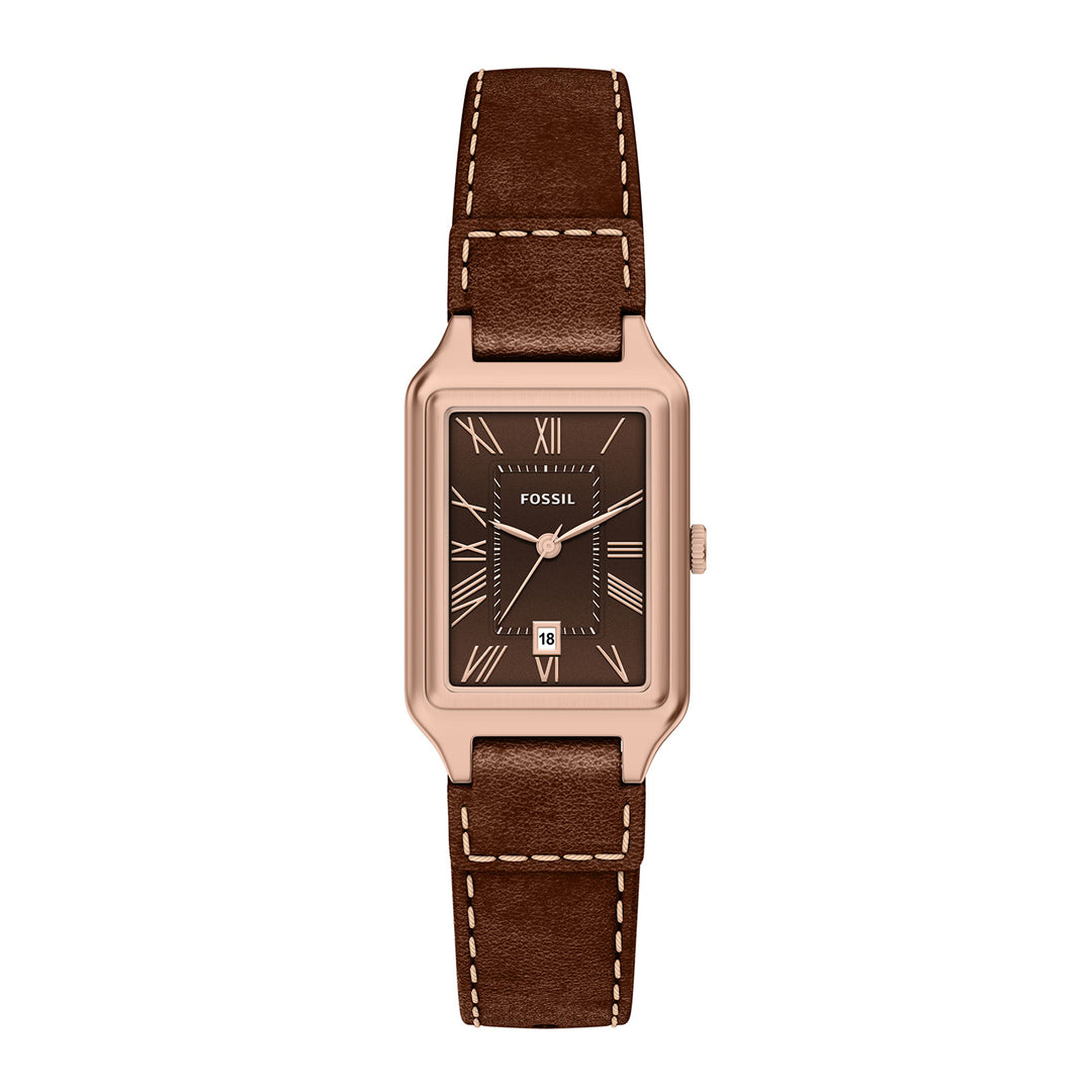 Fossil Women's Raquel 23mm Three-Hand Date Brown Leather Watch