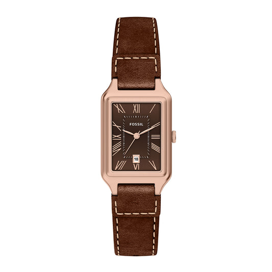 Fossil Women's Raquel 23mm Three-Hand Date Brown Leather Watch