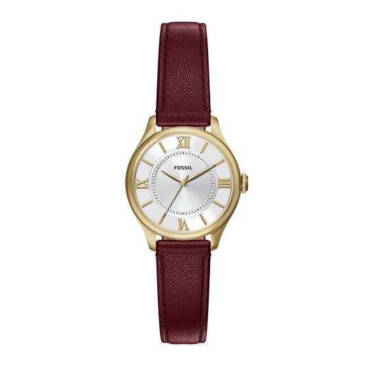 Fossil Women's Gilmore 28mm Three-Hand Red Leather Watch