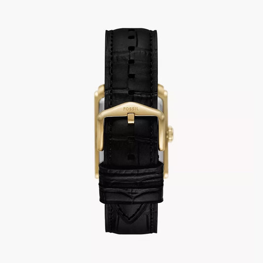 Fossil Men's Carraway Three-Hand Black Croco Leather Watch