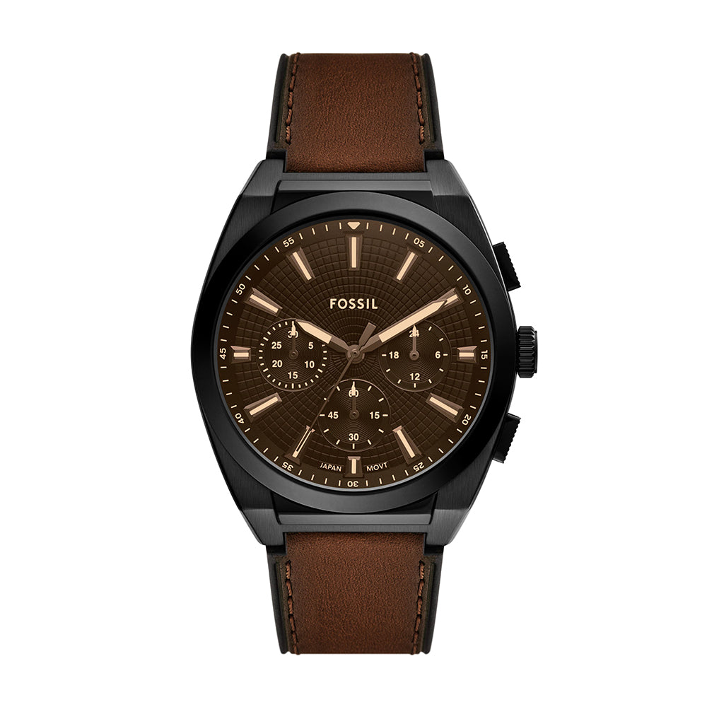 Fossil Everett Chronograph Brown Leather Watch - FS6108
