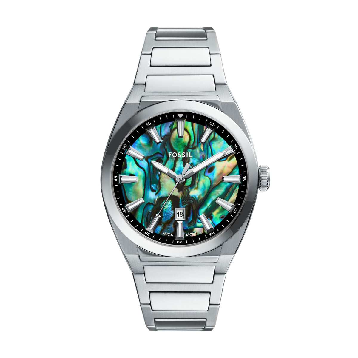 Fossil Everett Three-Hand Date Stainless Steel Watch - FS6114