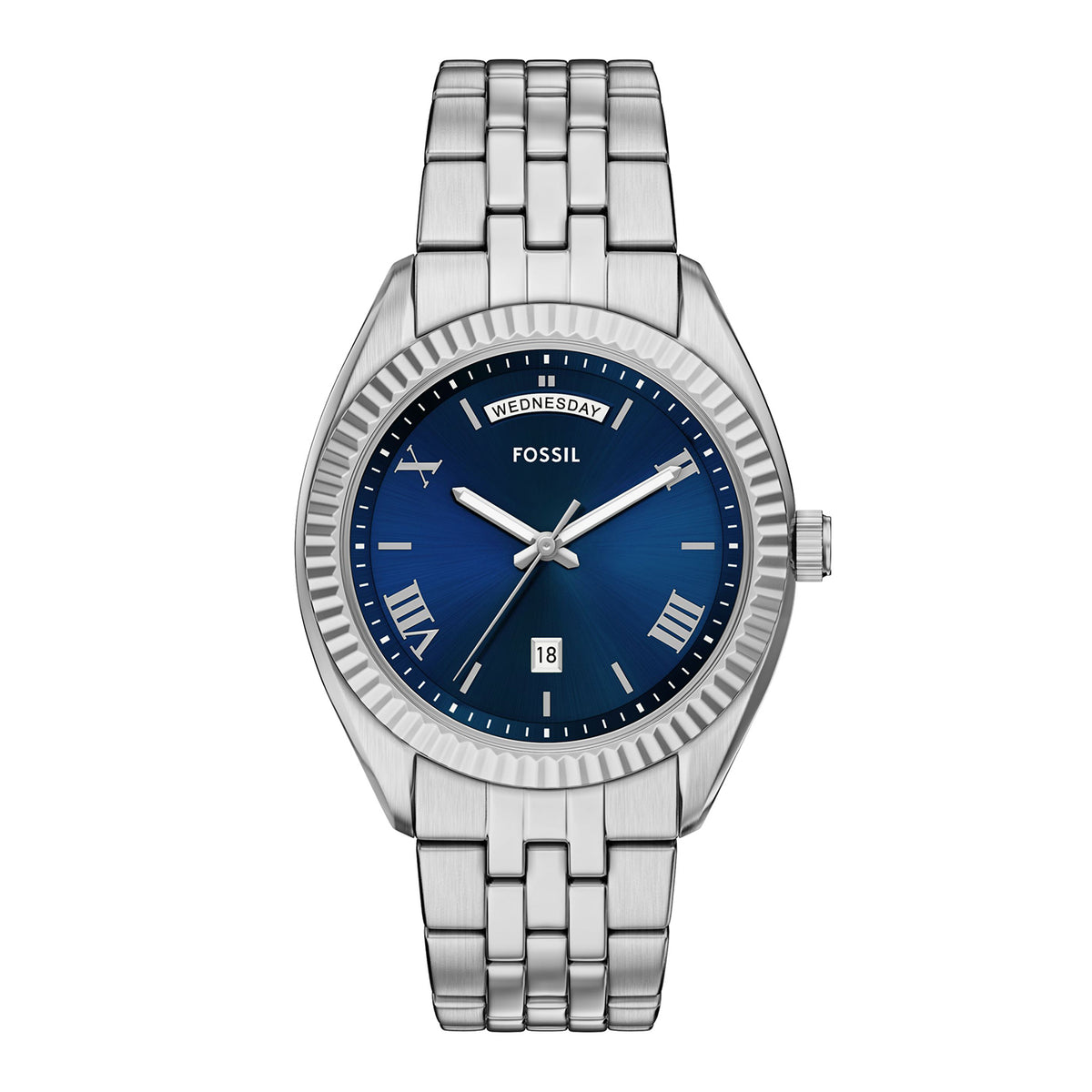 Fossil Men's Campbell Three-Hand Day-Date Stainless Steel Watch