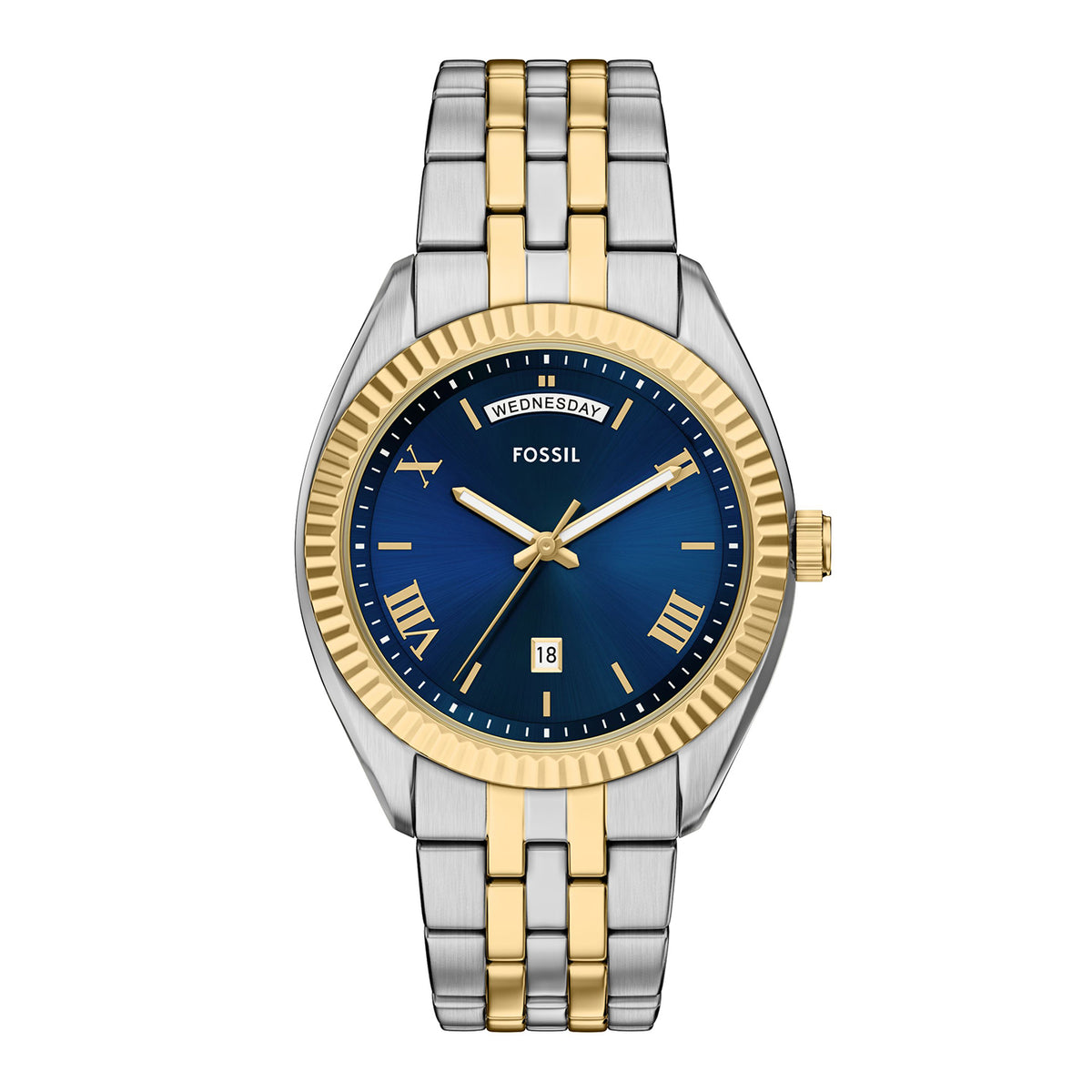 Fossil Men's Campbell Three-Hand Day-Date Two-Tone Stainless Steel Watch - FS6141