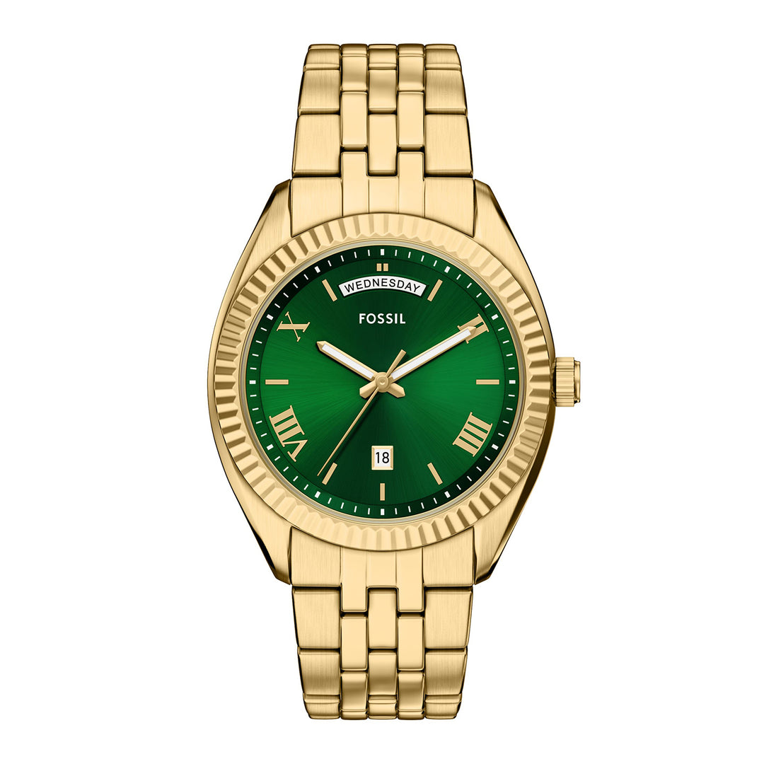 Fossil Men's Campbell Three-Hand Day-Date Gold-Tone Stainless Steel Watch