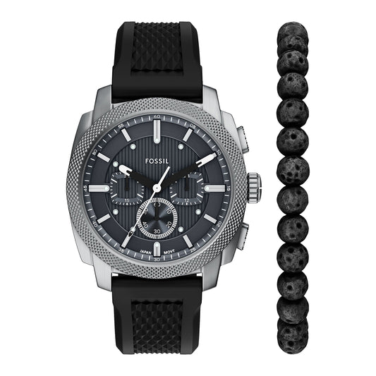 Fossil Men's Machine Chronograph Black Silicone Watch