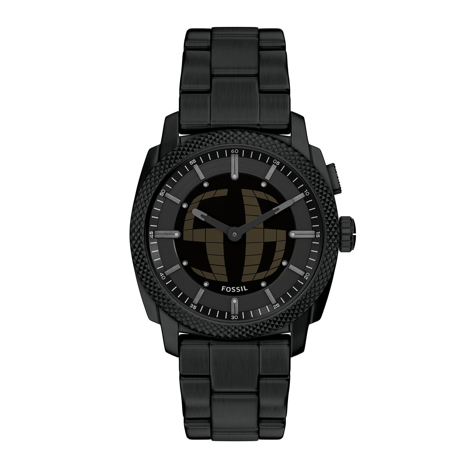Ancient ブラックメタル　BLACKL Fossil Men's Machine Big Tic 41MM Black Stainless Steel Watch