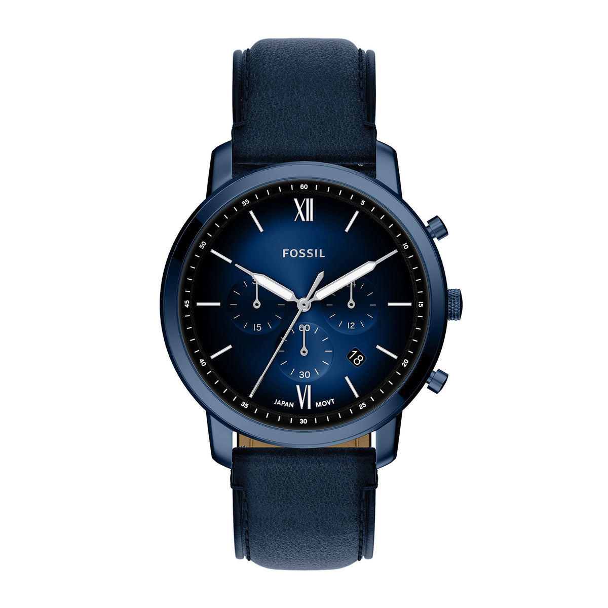 Fossil Men's Neutra Chronograph Navy Leather Watch - FS6168