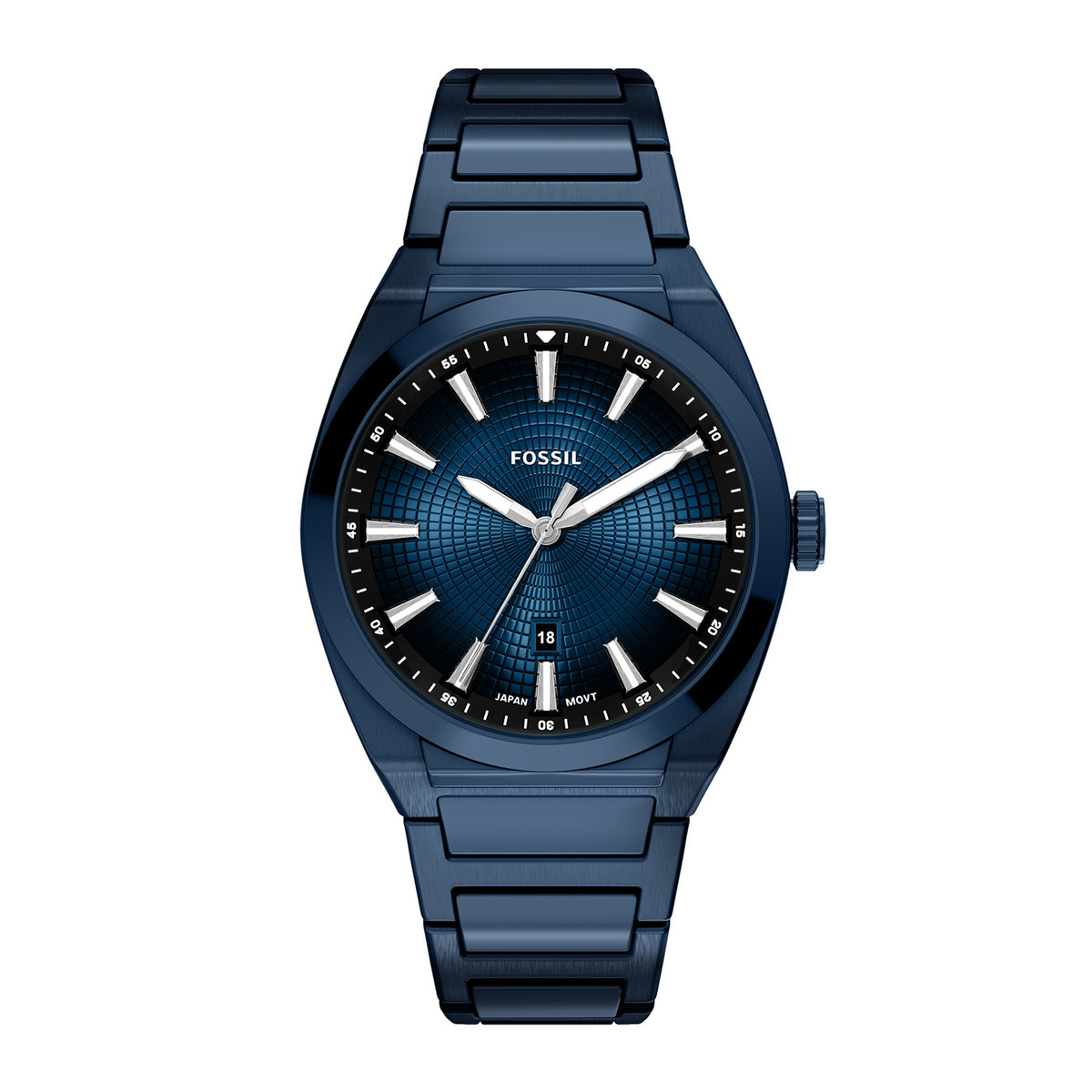 Fossil Men's Everett Three-Hand Navy Stainless Steel Watch