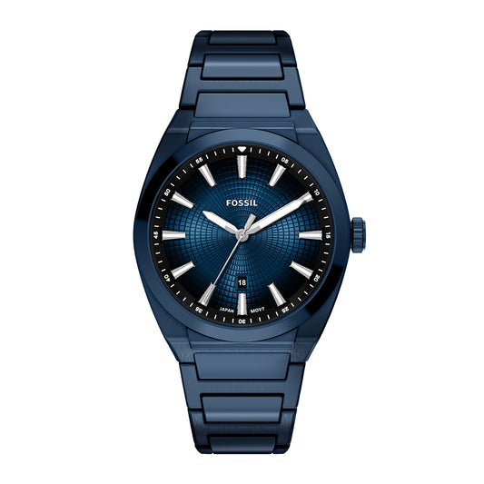 Fossil Men's Everett Three-Hand Navy Stainless Steel Watch