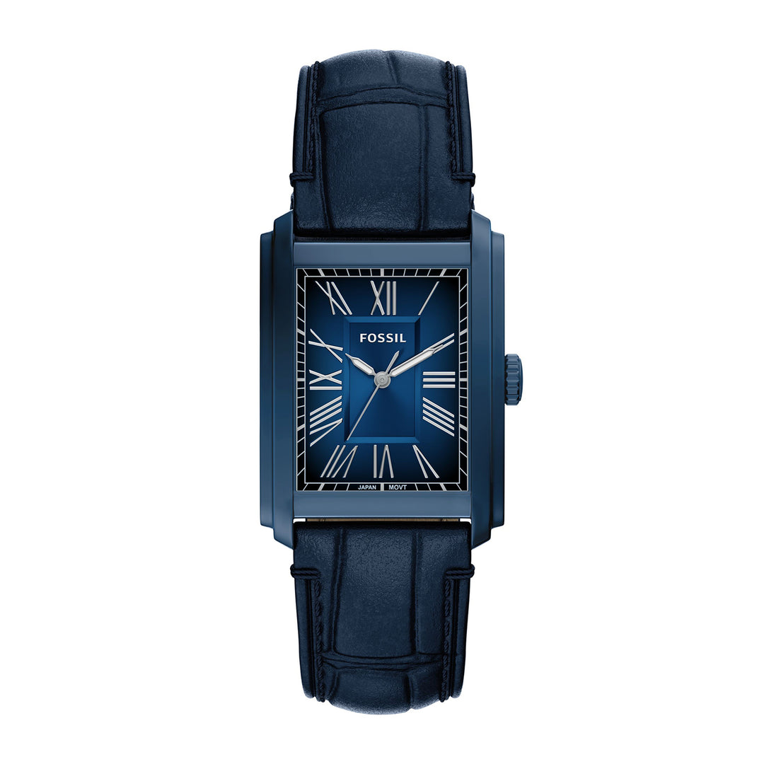 Fossil Men's Carraway Three-Hand Navy Croco Leather Watch