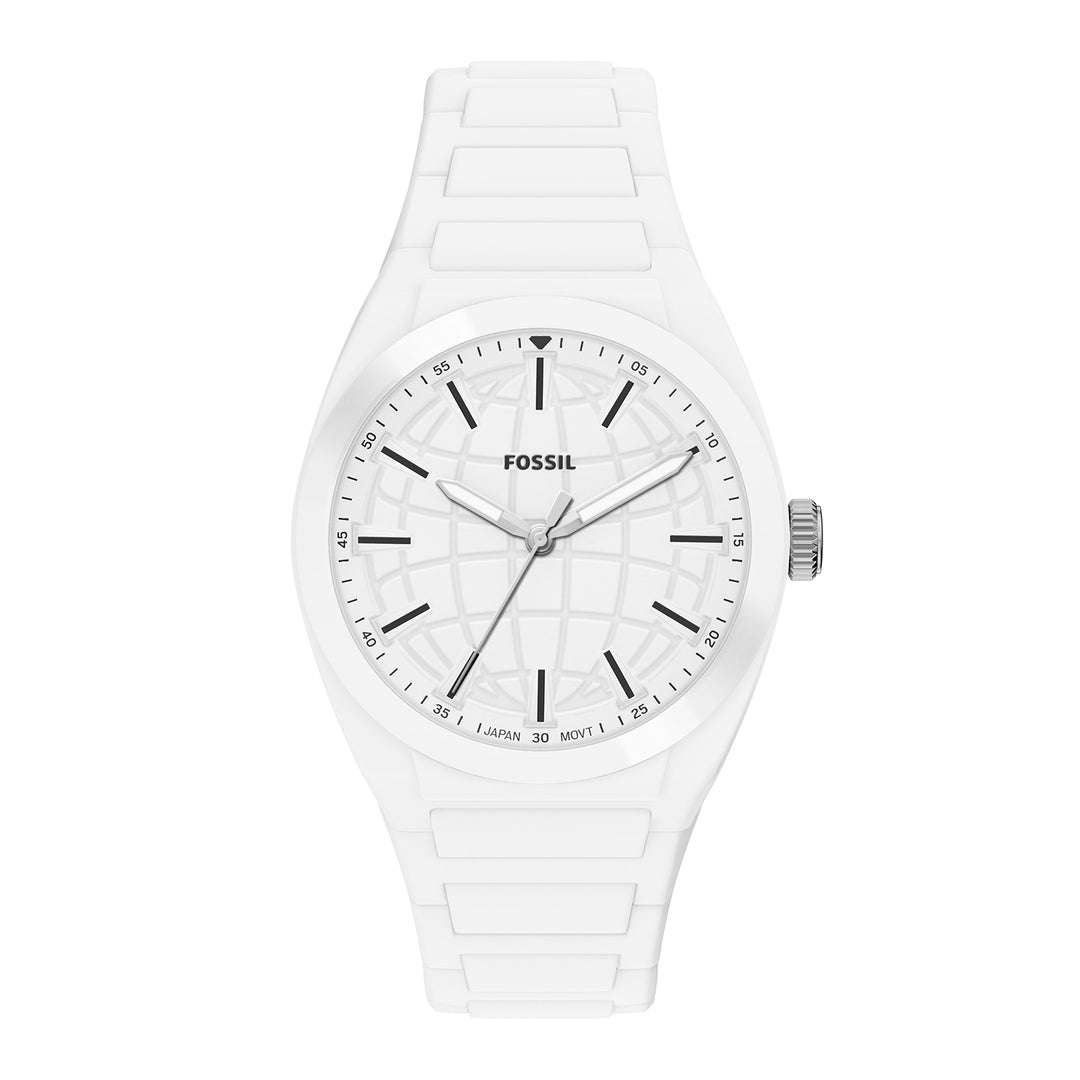 Fossil Men's Everett 42mm Three-Hand White Silicone Watch