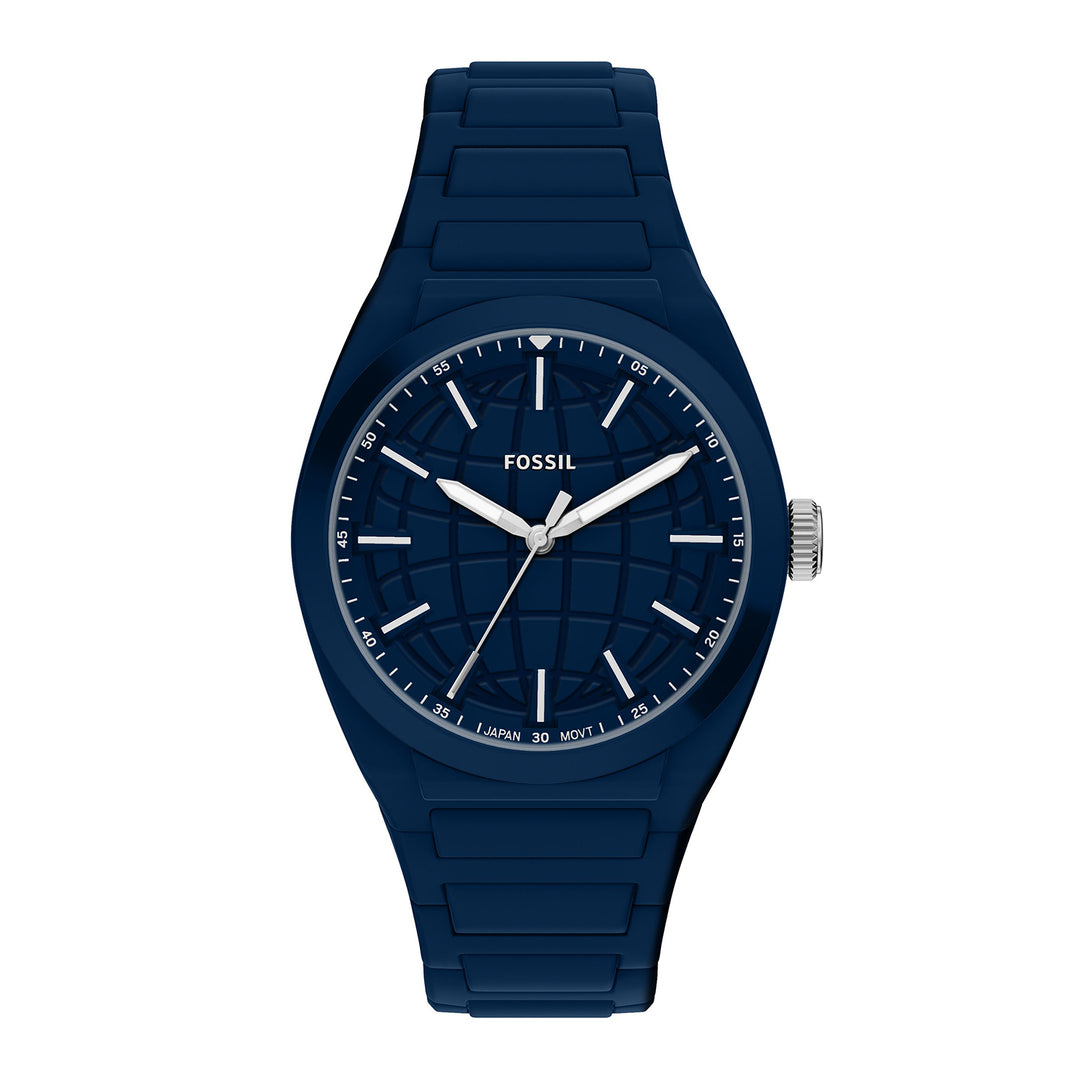 Fossil Men's Everett 42mm Three-Hand Navy Silicone Watch