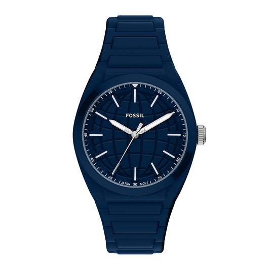 Fossil Men's Everett 42mm Three-Hand Navy Silicone Watch