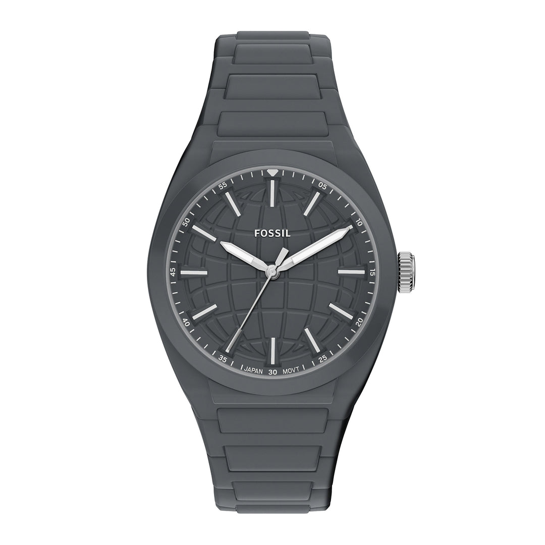 Fossil Men's Everett 42mm Three-Hand Gray Silicone Watch