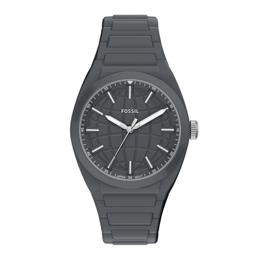 Fossil Men's Everett 42mm Three-Hand Gray Silicone Watch