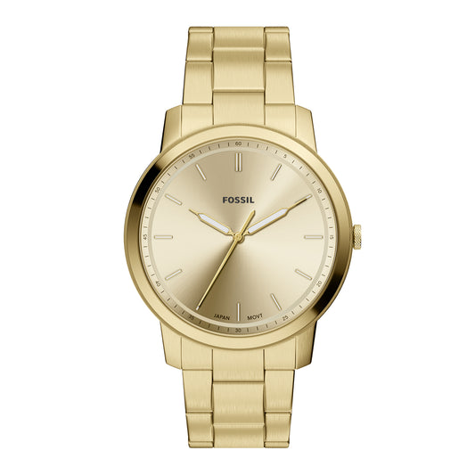 Fossil Men's Minimalist 44mm Three-Hand Gold-Tone Stainless Steel Watch