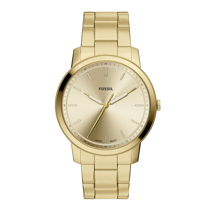 Fossil Men's Minimalist 44mm Three-Hand Gold-Tone Stainless Steel Watch