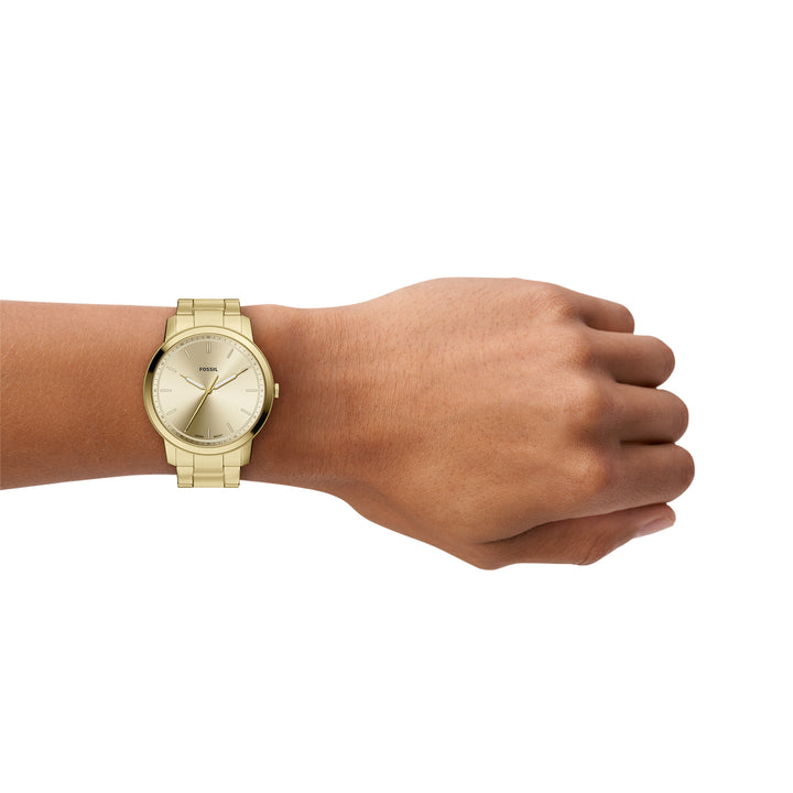 Fossil Men's Minimalist 44mm Three-Hand Gold-Tone Stainless Steel Watch