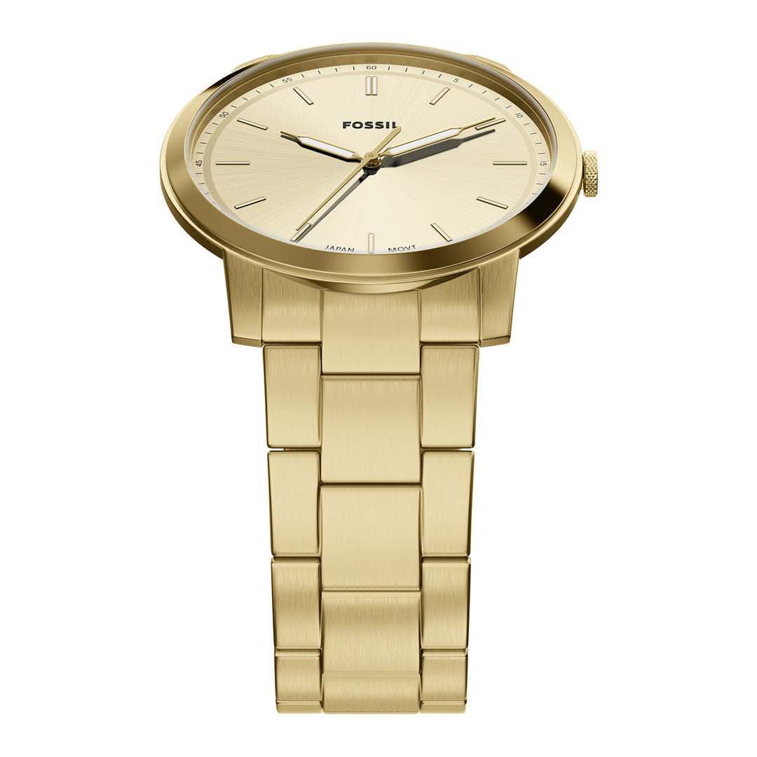 Fossil Men's Minimalist 44mm Three-Hand Gold-Tone Stainless Steel Watch