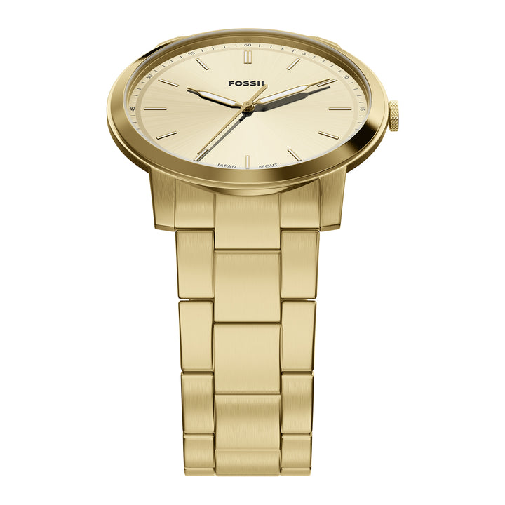 Fossil Men's Minimalist 44mm Three-Hand Gold-Tone Stainless Steel Watch
