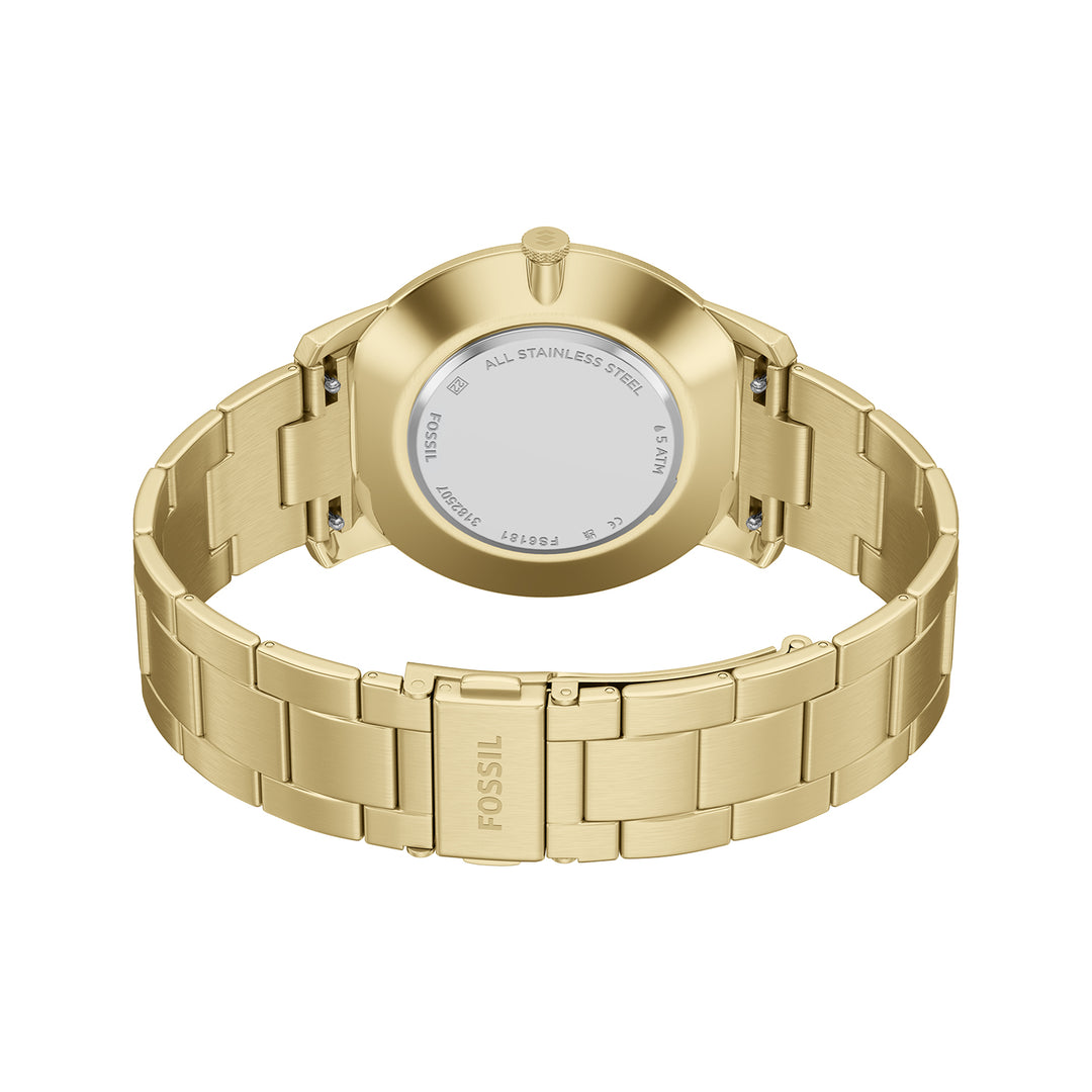 Fossil Men's Minimalist 44mm Three-Hand Gold-Tone Stainless Steel Watch