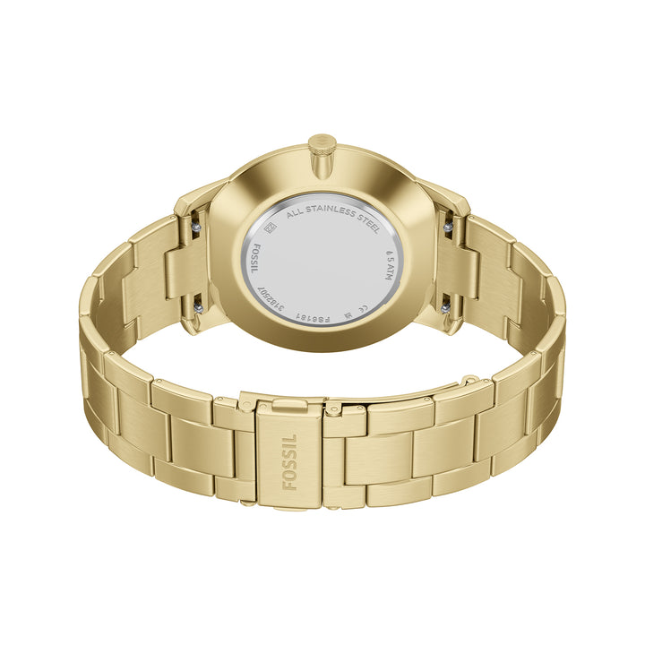 Fossil Men's Minimalist 44mm Three-Hand Gold-Tone Stainless Steel Watch