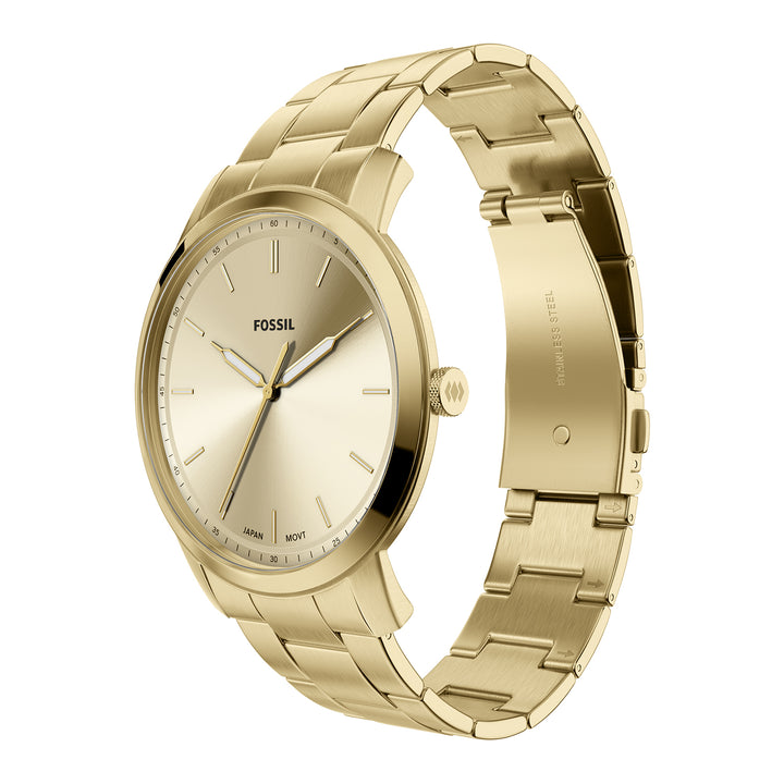 Fossil Men's Minimalist 44mm Three-Hand Gold-Tone Stainless Steel Watch