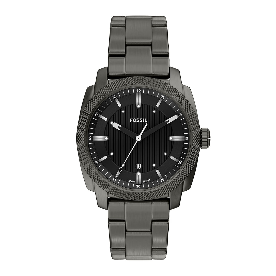 Fossil Men's Machine 41mm Three-Hand Date Smoke Stainless Steel Watch