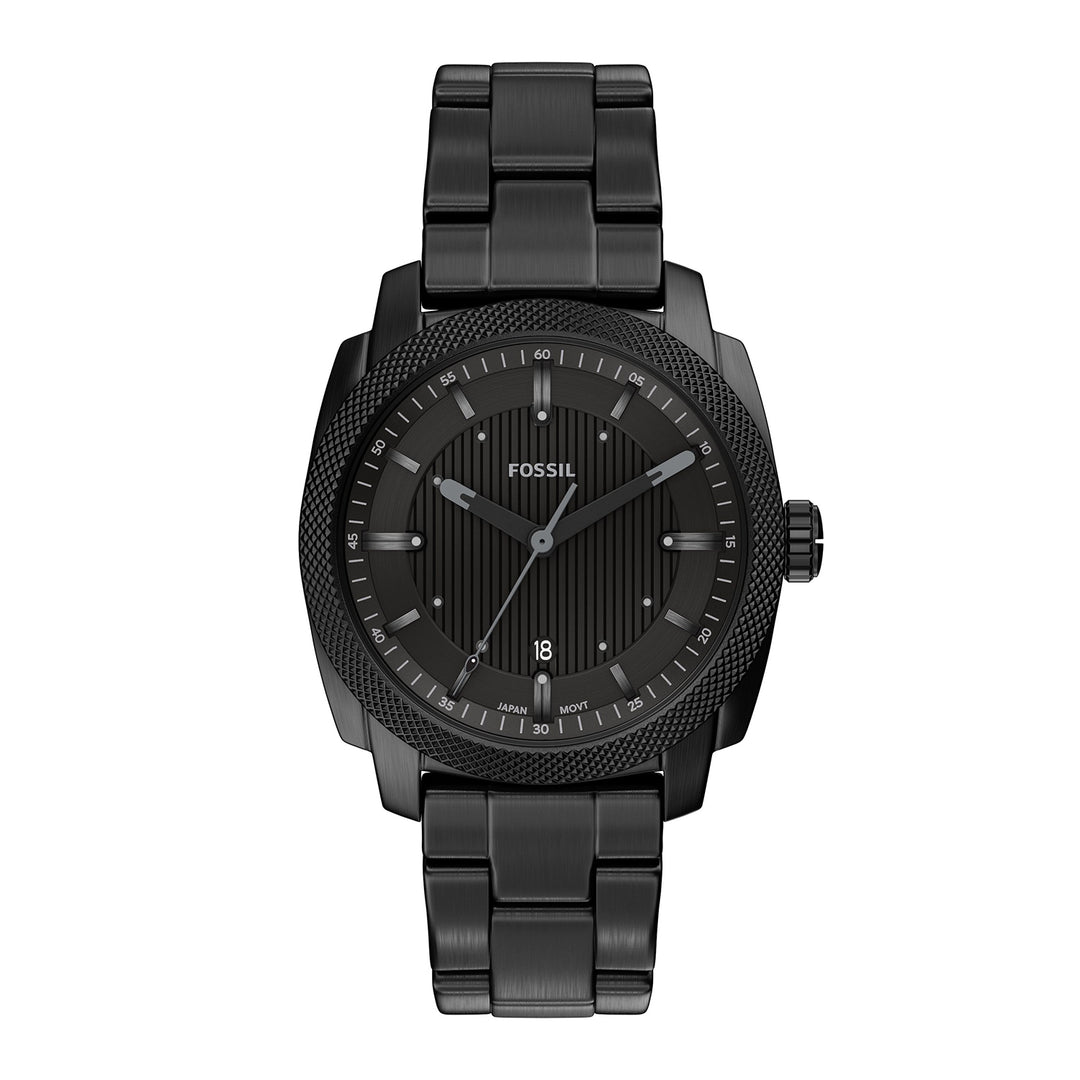 Fossil Men's Machine 41mm Three-Hand Date Black Stainless Steel Watch