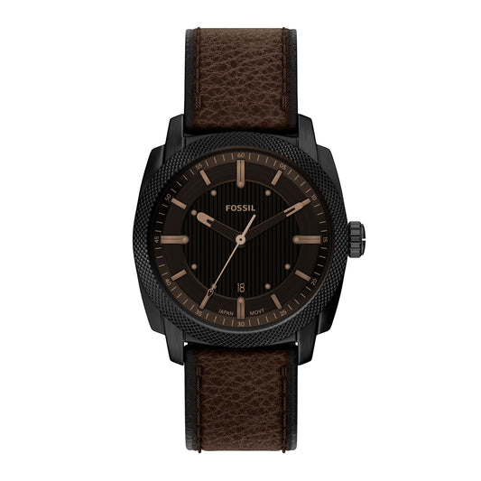 Fossil Men's Machine 41mm Three-Hand Date Brown Leather Watch
