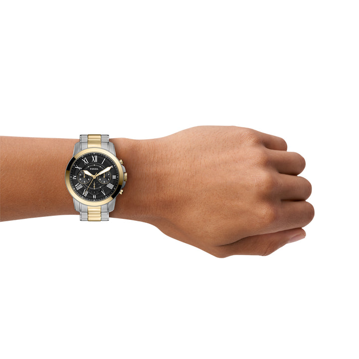 Fossil Men's Grant 44mm Chronograph Silver & Gold-Tone Stainless Steel Watch Set