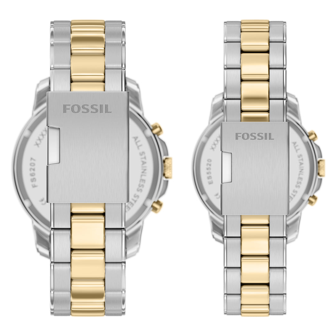 Fossil Men's Grant 44mm Chronograph Silver & Gold-Tone Stainless Steel Watch Set